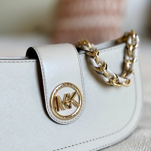 Michael Kors Carmen Extra-Small Saffiano Leather Shoulder Bag Cream - Picture 4 of 8